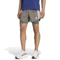 adidas Short Running^Own The Run 3-Stripe 2in1 Shorts Gris