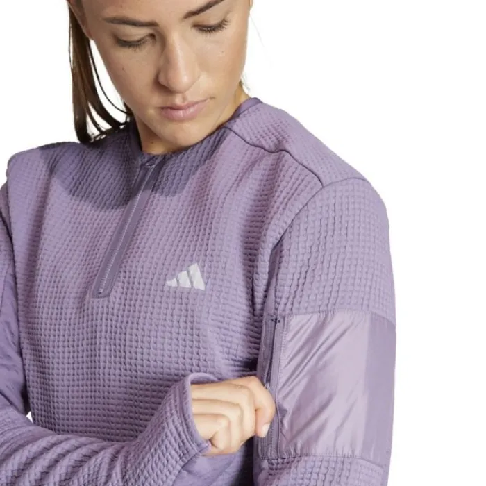 adidas T-shirt Et Manches Longues Running^Ult Cte 1/2 Shirt Zip Mauve