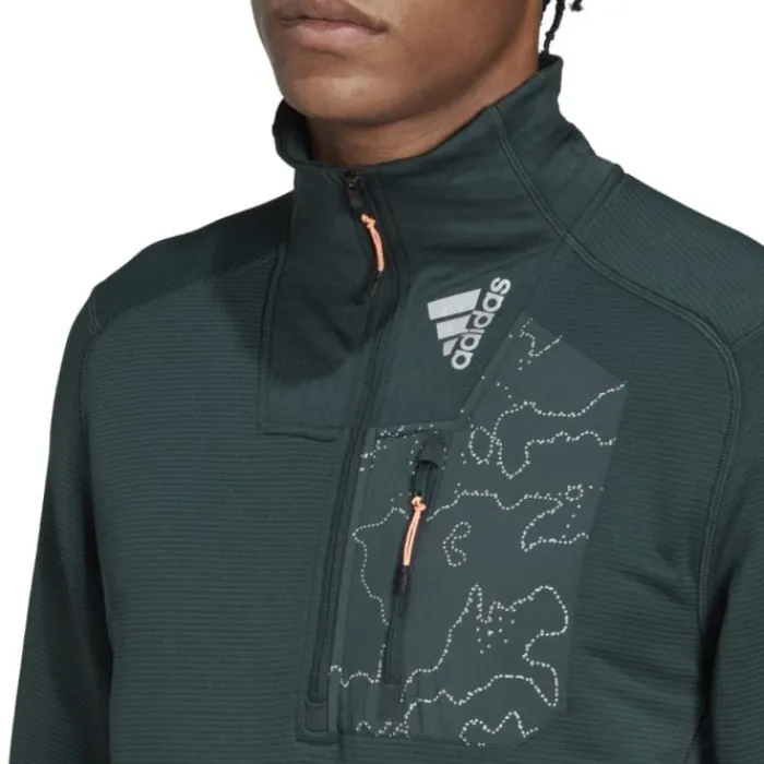 adidas T-shirt Et Manches Longues Running^X-City 1/4 Zip Vert