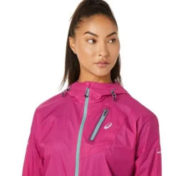 Asics Veste Running^Fujitrail Jacket Rose