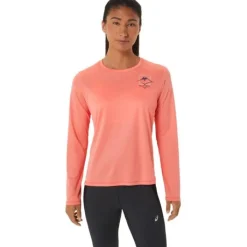 Asics T-shirt Et Manches Longues Running^Fujitrail Logo LS Top Orange