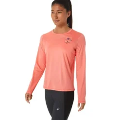Asics T-shirt Et Manches Longues Running^Fujitrail Logo LS Top Orange