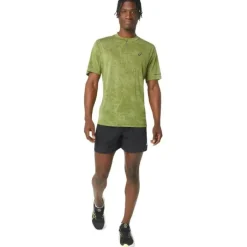 Asics T-shirt Et Manches Longues Running^Metarun Pattern 1/2 Zip SS Top Vert