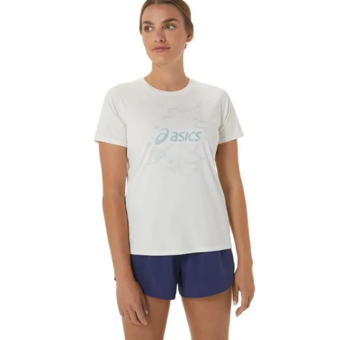 Asics T-shirt Et Manches Longues Running^Nagino Graphic Run SS Top Blanc
