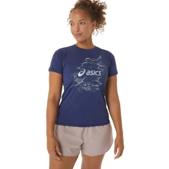 Asics T-shirt Et Manches Longues Running^Nagino Graphic Run SS Top Bleu