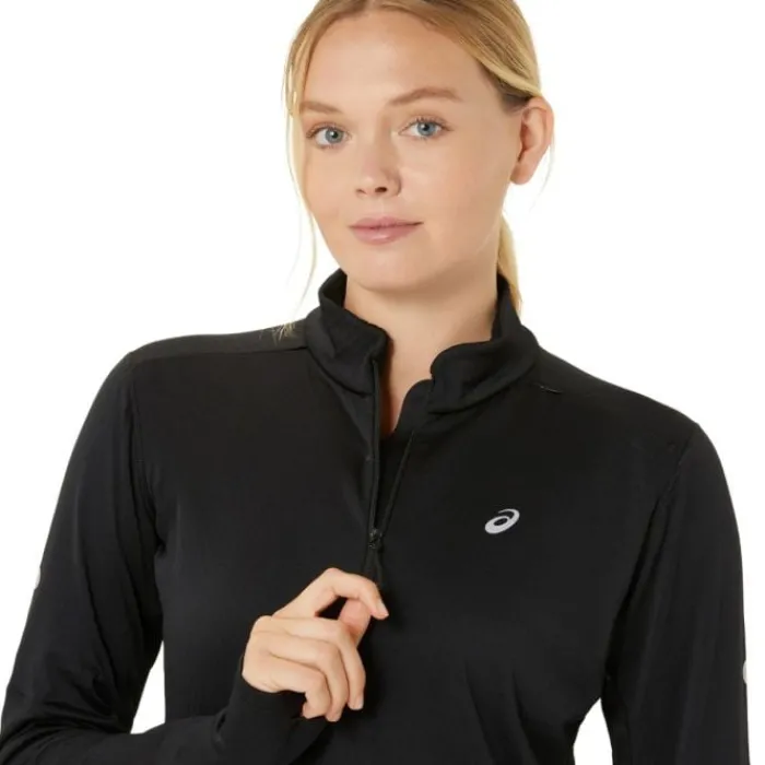 Asics T-shirt Et Manches Longues Running^Road Winter 1/2 Zip Midlayer Noir