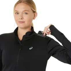Asics T-shirt Et Manches Longues Running^Road Winter 1/2 Zip Midlayer Noir