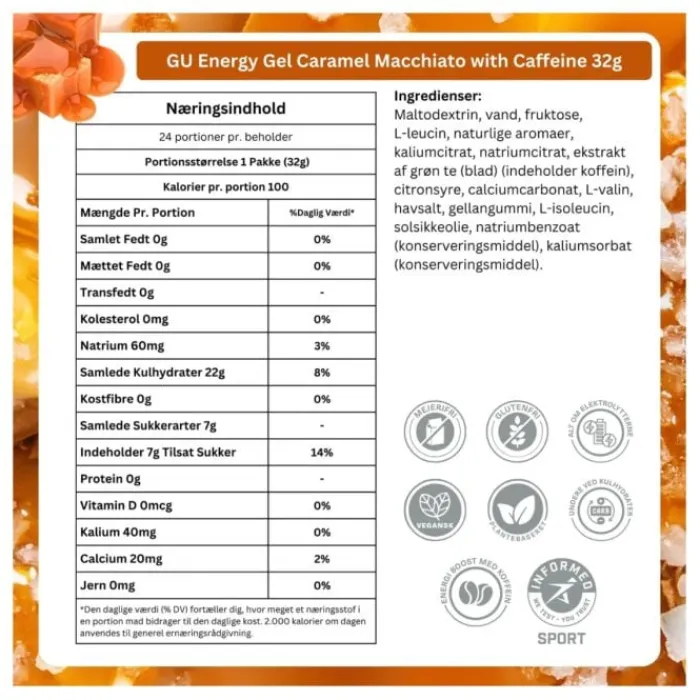 GU Energy Nutrition Sportive^Gel Caffeine 24x32g (Caramel Macchiato)