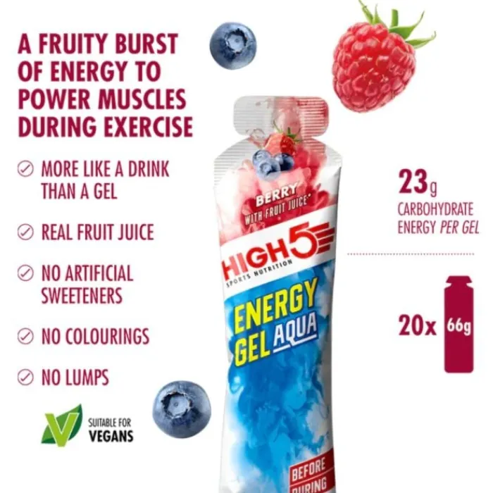 High5 Nutrition Sportive^Energy Gel Aqua Berry - Box 20x66g Blanc
