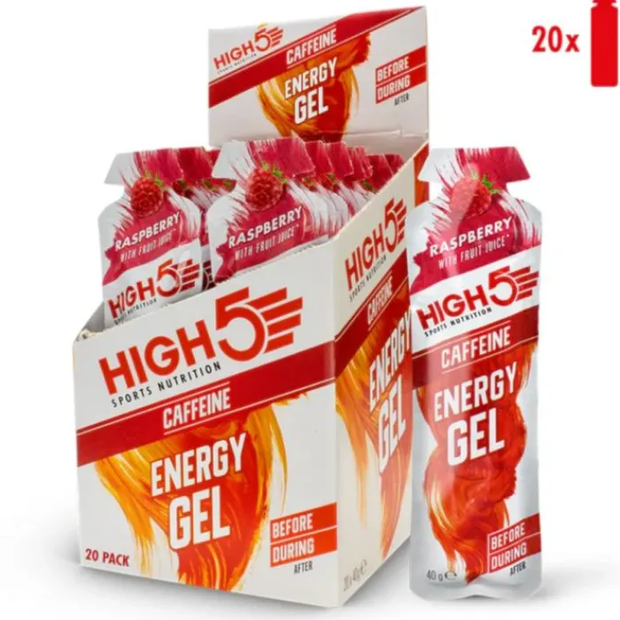 High5 Nutrition Sportive^Energy Gel Caffeine Raspberry 20x40g Blanc