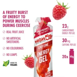 High5 Nutrition Sportive^Energy Gel Caffeine Raspberry 20x40g Blanc
