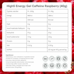 High5 Nutrition Sportive^Energy Gel Caffeine Raspberry 20x40g Blanc