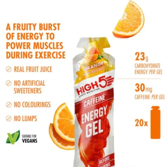 High5 Nutrition Sportive^Energy Gel Caffeine Orange - Box 20x40g Blanc