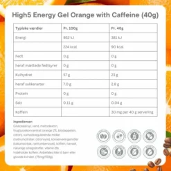 High5 Nutrition Sportive^Energy Gel Caffeine Orange - Box 20x40g Blanc