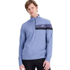 New Balance T-shirt Et Manches Longues Running^Accelerate Half Zip Bleu