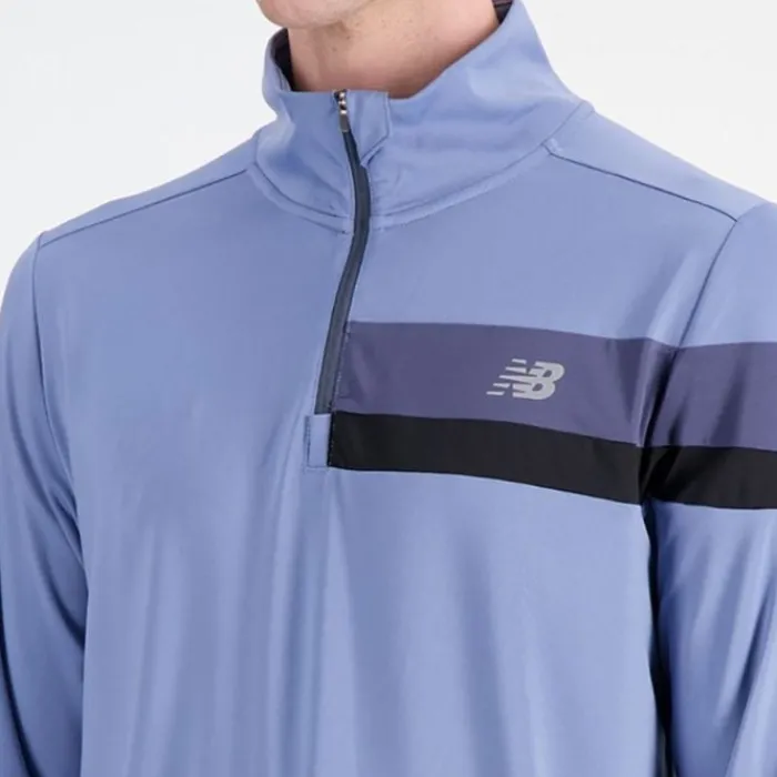 New Balance T-shirt Et Manches Longues Running^Accelerate Half Zip Bleu