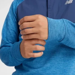 New Balance T-shirt Et Manches Longues Running^Athletics Heat Grid 1/2 Zip Bleu
