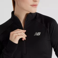 New Balance T-shirt Et Manches Longues Running^Athletics Heat Grid Half Zip Noir