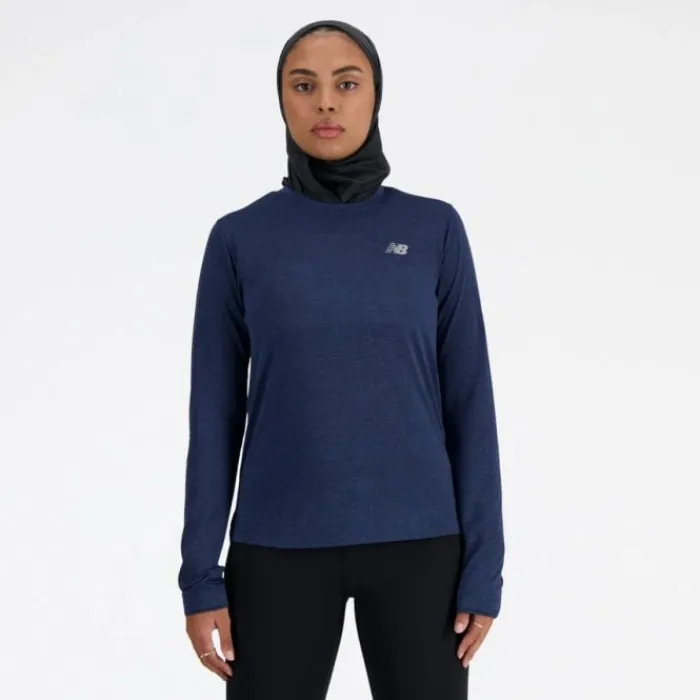 New Balance T-shirt Et Manches Longues Running^Athletics Long Sleeve Bleu