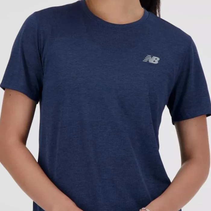 New Balance T-shirt Et Manches Longues Running^Athletics Short Sleeve Bleu