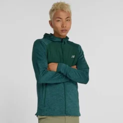 New Balance T-shirt Et Manches Longues Running^Heat Grid Hooded Full Zip Vert
