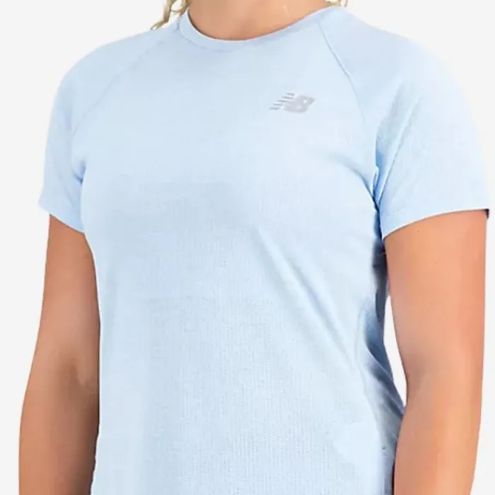 New Balance T-shirt Et Manches Longues Running^Impact Run Short Sleeve Bleu