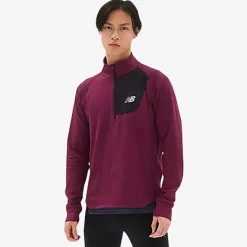 New Balance T-shirt Et Manches Longues Running^NB Heat Grid Half Zip Rouge