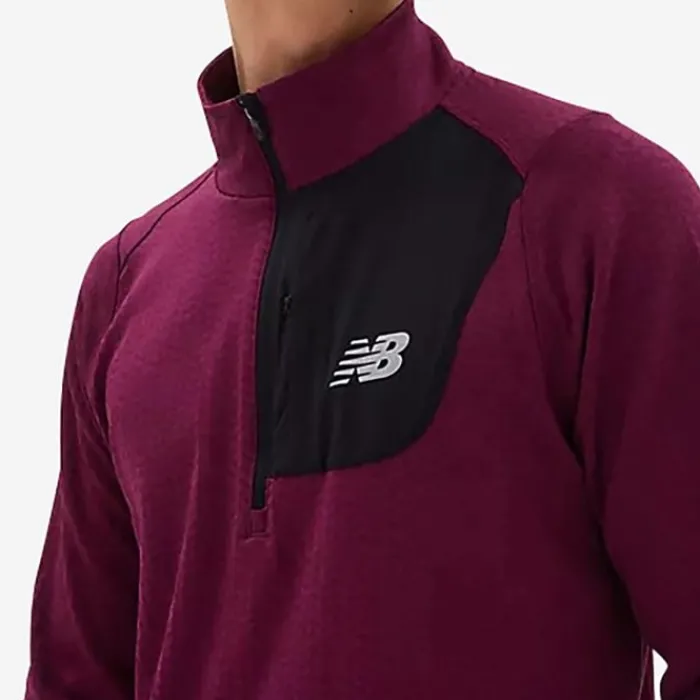 New Balance T-shirt Et Manches Longues Running^NB Heat Grid Half Zip Rouge