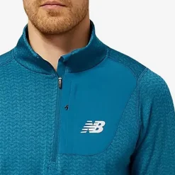 New Balance T-shirt Et Manches Longues Running^NB Heat Grid Half Zip Bleu