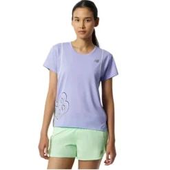New Balance T-shirt Et Manches Longues Running^Printed Fast Flight Short Sleeve Mauve