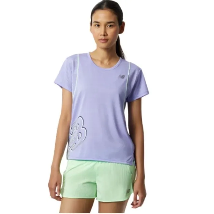 New Balance T-shirt Et Manches Longues Running^Printed Fast Flight Short Sleeve Mauve