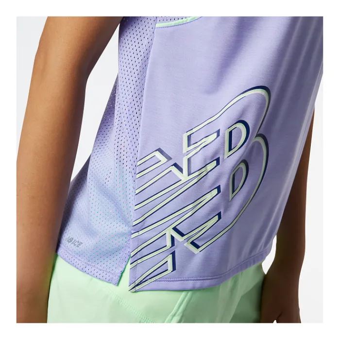 New Balance T-shirt Et Manches Longues Running^Printed Fast Flight Short Sleeve Mauve