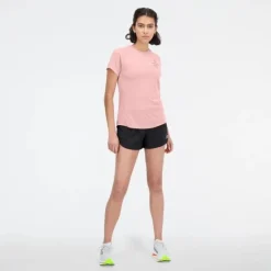 New Balance T-shirt Et Manches Longues Running^Printed Impact Run Short Sleeve Rose