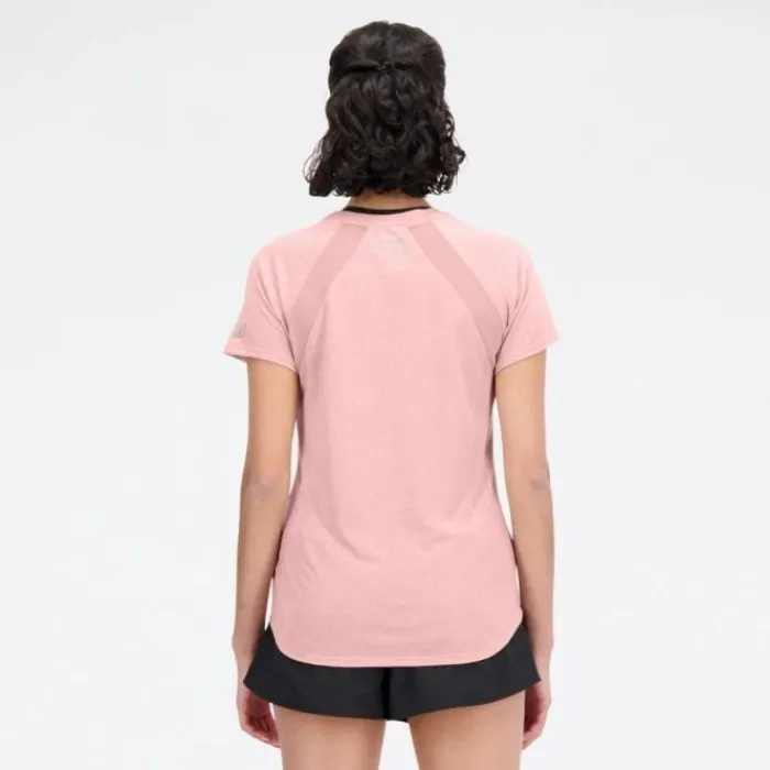 New Balance T-shirt Et Manches Longues Running^Printed Impact Run Short Sleeve Rose