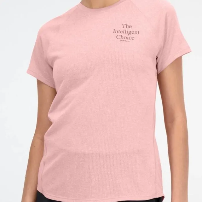 New Balance T-shirt Et Manches Longues Running^Printed Impact Run Short Sleeve Rose