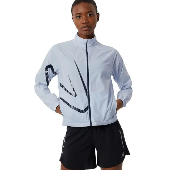 New Balance Veste Running^Printed Impact Run Light Pack Jacket Bleu