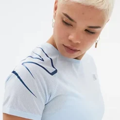 New Balance T-shirt Et Manches Longues Running^Printed Impact Run Short Sleeve Bleu