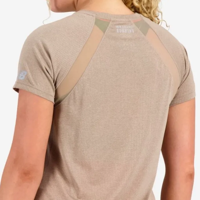 New Balance T-shirt Et Manches Longues Running^Printed Impact Run Short Sleeve Marron