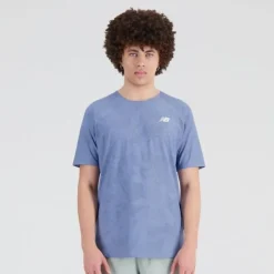 New Balance T-shirt Et Manches Longues Running^Speed Jacquard Short Sleeve Bleu