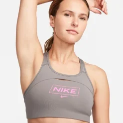 Nike Brassière De Sport^Dri Fit Swoosh Medium Support Bra Gris