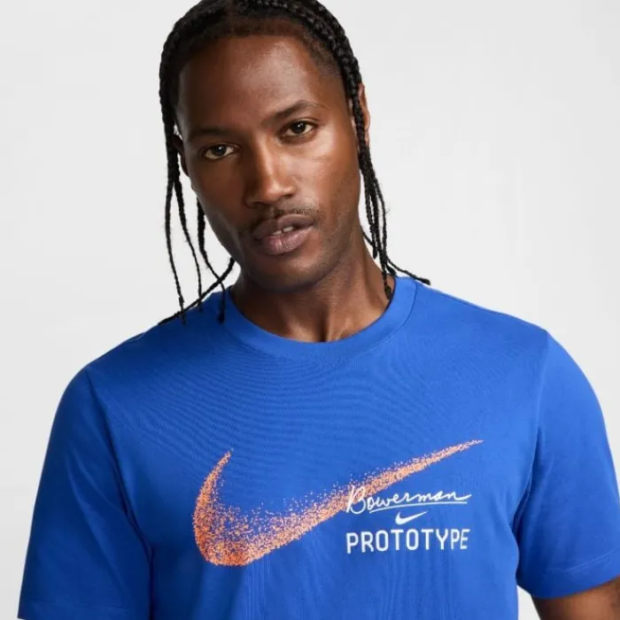Nike T-shirt Et Manches Longues Running^DRI-FIT Founders Short Sleeve Tee Bleu