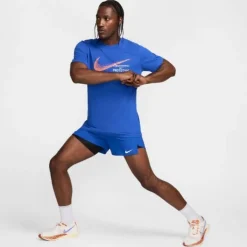 Nike T-shirt Et Manches Longues Running^DRI-FIT Founders Short Sleeve Tee Bleu