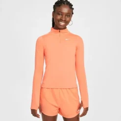 Nike T-shirt Et Manches Longues Running^Dri-FIT Long Sleeve Half Zip Top Orange