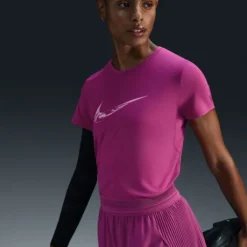 Nike T-shirt Et Manches Longues Running^Dri-FIT One Swoosh Heathered Short Sleeve Tee Rose