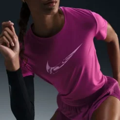 Nike T-shirt Et Manches Longues Running^Dri-FIT One Swoosh Heathered Short Sleeve Tee Rose
