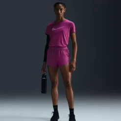 Nike T-shirt Et Manches Longues Running^Dri-FIT One Swoosh Heathered Short Sleeve Tee Rose