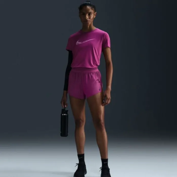 Nike T-shirt Et Manches Longues Running^Dri-FIT One Swoosh Heathered Short Sleeve Tee Rose