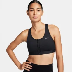 Nike Brassière De Sport^Dri-FIT Swoosh Padded Medium Support Full Zip Bra Noir