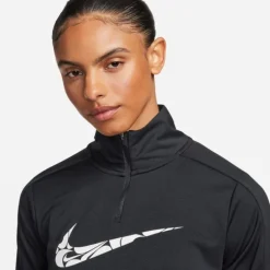 Nike T-shirt Et Manches Longues Running^Swoosh Dri-Fit 1/4-Zip Mid-Layer Noir