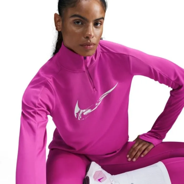 Nike T-shirt Et Manches Longues Running^Swoosh Heathered Half Zip Midlayer Rose